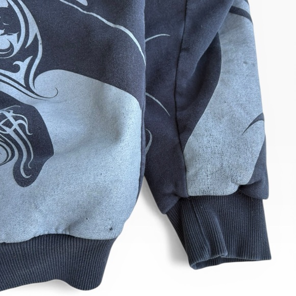 GRAIL Fox Racing Sasquatch Hoodie Sherpa Lined Y2K Tribal AOP Zip Up XXL - Picture 4 of 8